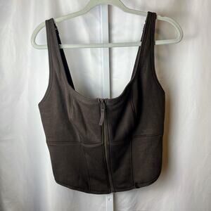 Savage X Fenty Womens 2X Brown Corset Bustier Zip Tank Top Plus Size Y2K Rihanna
